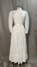 1970’s Girasol Gonzalo Bauer White Pintuck Boho Mexican Dress Size 8 