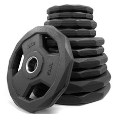 Olympic Polygonal Hex Weight Plates Rubber Coated Tri Grip Barbell Weights