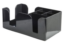 Black Plastic Bar Caddy Organiser, Condiment & Napkin Holder for Pub, Restaurant