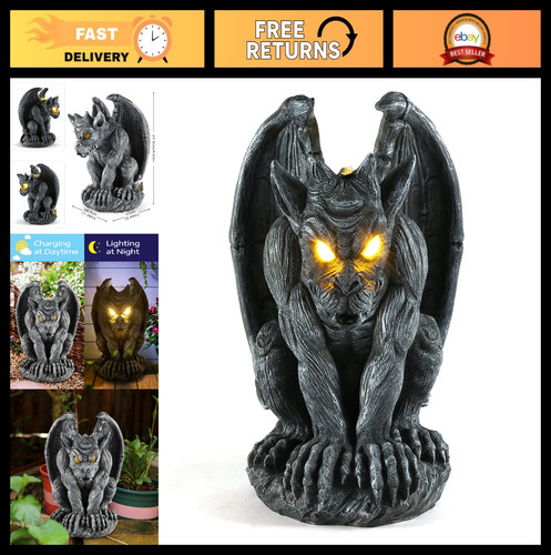 Large winged gargoyle statue - large,