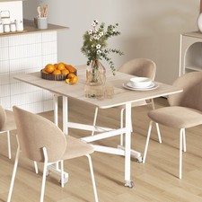 Drop Leaf Table with Rolling Wheels Folding Dining Table for Small Spaces