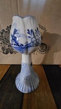 Vintage Delft Blue Tulip Shaped Vase – Handpainted Windmill & Floral Design