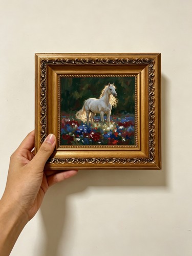 White horse among wildflowers - horse,