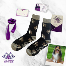 ROUGH COLLIE SHELTIE SOCKS X 2 PAIRS UNISEX FIT UK SHOE SIZE 5-11 EU 38-46