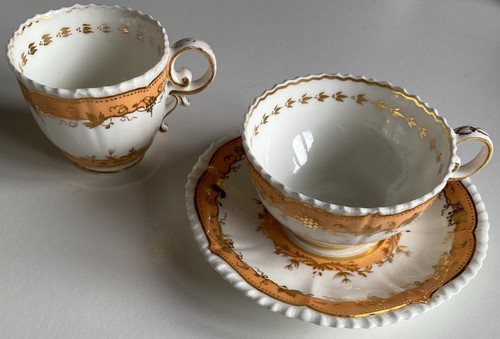 Antique gadrooned cups - cups,, saucer