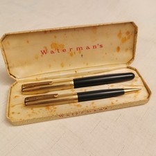 Waterman's Taperite Fountain Pen And Pencil Set Rolled Gold Vintage - Read Descr