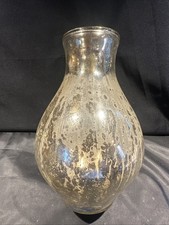 SHIPS FREE Pottery Barn 10 1/2” Hand Blown Mercury Glass Tall Vase Round Silver