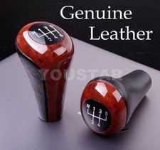 UK SELLER Elegant Genuine Leather & Burl Wood Look M/T Gear Knob for BMW 6 Speed