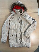 VANS Womens Parka Lined Coat Faux Fur Hooded Size M Beige