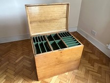 Oak silver chest, drawers, green baize, original brass lock, campaign trunk