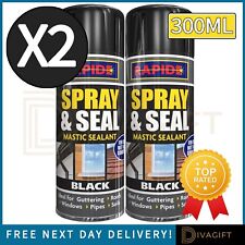 2 x LEAK STOP SPRAY BLACK 300ML MASTIC SEALANT WATERPROOF GUTTER ROOF PIPES SEAL
