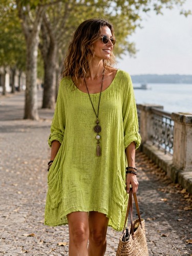 Grizas light green linen dress - light,