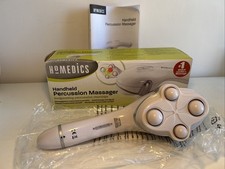 HoMedics Handheld Percussion Massager Cordless Compact Deep Tissue Batteries Box