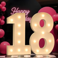 Light up Numbers 18, 3FT Giant Marquee Numbers for 18 Birthday Decoration, La...