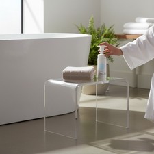 Clear Acrylic Shower Stool – Waterproof Bathroom Bench – Modern Transparent Seat