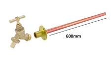 Outside Garden Tap Wall Plate Tube + 15mm X 1/2 600mm Copper Pipe Tube Through