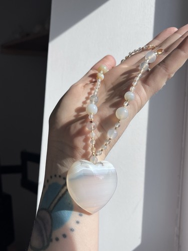 Lola rose heart - agate, necklace