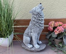 Stone figure wolf large, cast stone, frost-resistant height 41 cm - 8.8 kg