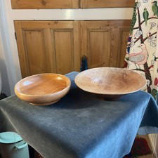 Wooden Treen Dishes Bowls x2