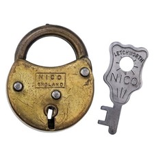 NICO PADLOCK with Original Key English BRASS c.1950's 42mm Height - ref.P711