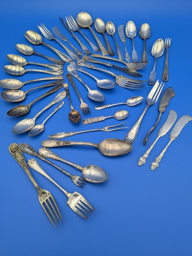 Silver plate flatware variety - plate,