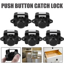 5x Push Button Catch Lock Door Cabinet Drawer Campervan Pop Up Latch Knob Black