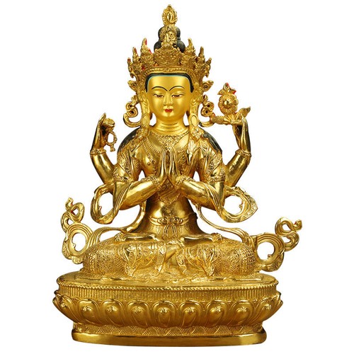 Genuine bronze gilt chenrezig - gilt,