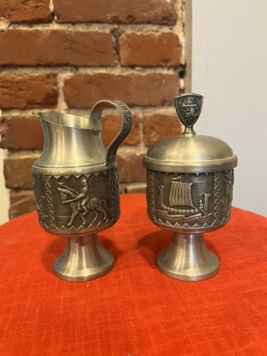 Vintage 1950s pewter cream and - vintage,