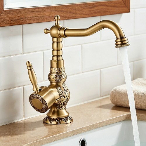 Antique brass bathroom sink - brass,