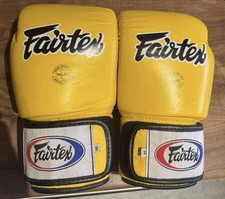 Fairtex 14 oz Genuine Leather Boxing Gloves Made in Thailand Yellow