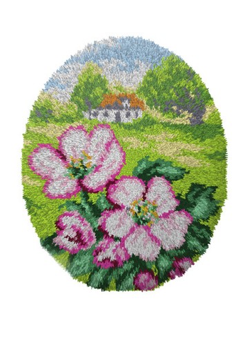 Floral scene latch hook - scene, kit