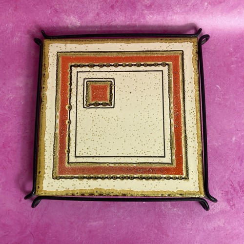 Vintage geometric tile trivet - vintage,