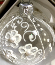 6 Hand Painted Blown Glass Christmas Ornaments, Transparent Baubles, Ukraine