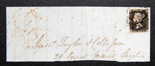1840 penny black on a - qv,