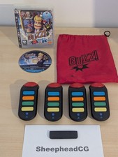 Buzz! PS3 Wireless 4x Buzzers & USB Wireless Dongle + Brain of the UK Game - VGC
