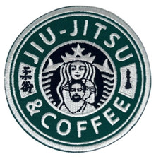Jiu Jitsu & Coffee Patch Hook + Loop Grappling Barista Badge BJJ Gi Gift Patches