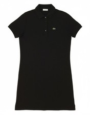 LACOSTE Womens Oversized Polo Dress UK 10 Small Black Cotton CM17