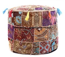 Indian Floor Pouf Ottoman Cover pouffe pouffes Foot Stool Moroccan Pillow Art