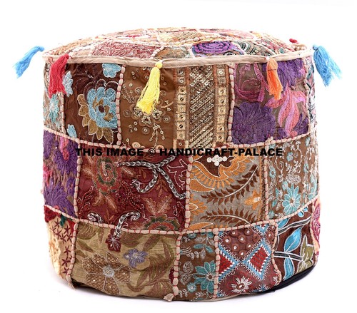 Indian floor pouf ottoman - indian,