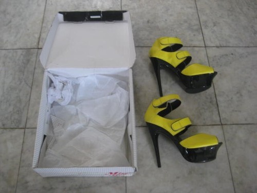 New yellow stripper shoes - yellow,