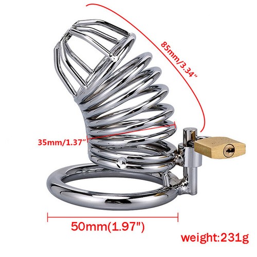 Stainless steel chastity cage - steel,