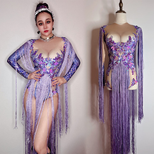 Purple sequins stretch - purple,