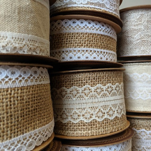 Hessian lace ribbon vintage - ribbon,