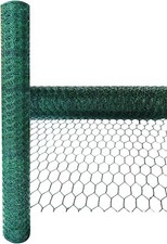 Chicken Wire Mesh 5m Roll Green Fencing PVC Coated 0.6m 25mm Galvanised Netting