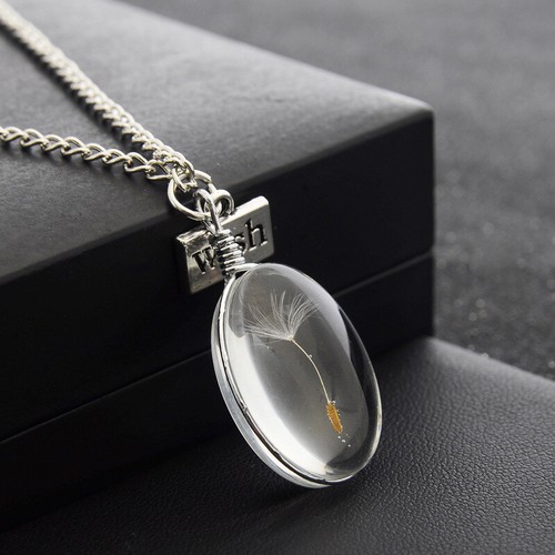 Dandelion wish necklace glass - dandelion,
