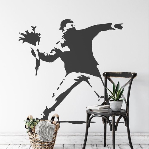 Banksy flower thrower - thrower, wall