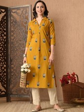 Indian Women Yellow Cotton