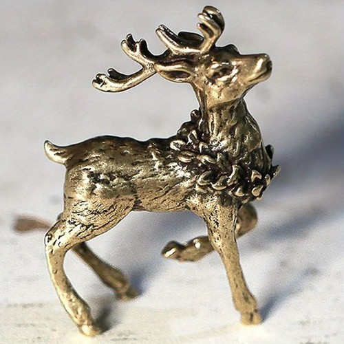 Solid brass deer ornament - brass,