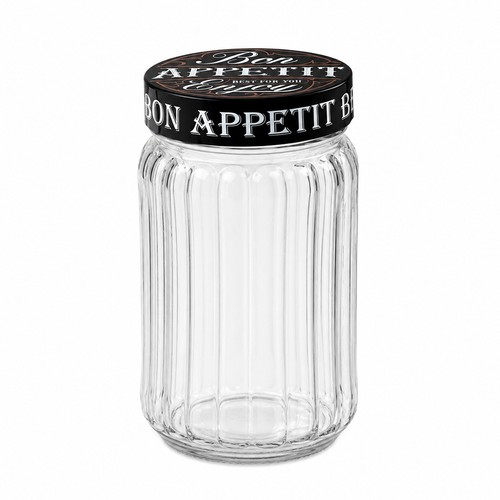 Glass jar 25l black lid - glass,