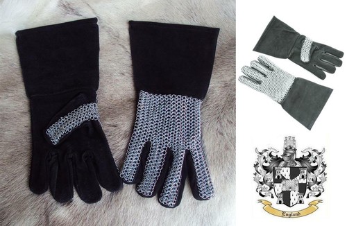 Medieval leather gloves with - medieval,
